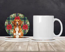Load image into Gallery viewer, Orange Nova Scotia Duck Tolling Retriever Christmas PoinsettIas Large Sandstone Coasters Pack of 4