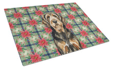 Load image into Gallery viewer, Black and Tan Otterhound Christmas PoinsettIas Glass Cutting Board