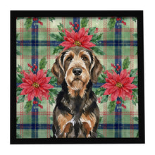 Load image into Gallery viewer, Black and Tan Otterhound Christmas PoinsettIas Framed Metal Print