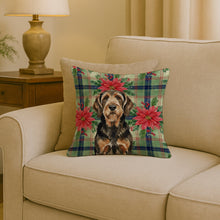 Load image into Gallery viewer, Black and Tan Otterhound Christmas PoinsettIas Throw Pillow