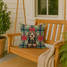 Load image into Gallery viewer, Black and Tan Otterhound Christmas PoinsettIas Throw Pillow