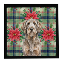 Load image into Gallery viewer, Grizzle and Tan Otterhound Christmas PoinsettIas Framed Metal Print