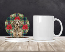 Load image into Gallery viewer, Grizzle and Tan Otterhound Christmas PoinsettIas Large Sandstone Coasters Pack of 4