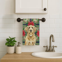 Load image into Gallery viewer, Wheaten and Tan Otterhound Christmas PoinsettIas Kitchen Towel