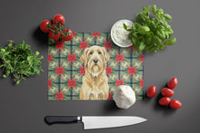 Load image into Gallery viewer, Wheaten and Tan Otterhound Christmas PoinsettIas Glass Cutting Board