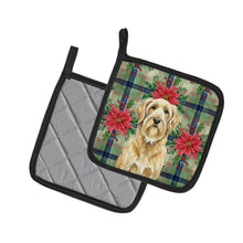 Load image into Gallery viewer, Wheaten and Tan Otterhound Christmas PoinsettIas Pair of Pot Holders