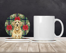 Load image into Gallery viewer, Wheaten and Tan Otterhound Christmas PoinsettIas Large Sandstone Coasters Pack of 4