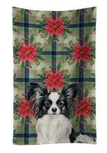 Load image into Gallery viewer, Black and White Papillon Christmas PoinsettIas Kitchen Towel