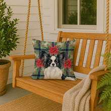 Load image into Gallery viewer, Black and White Papillon Christmas PoinsettIas Throw Pillow