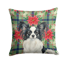 Load image into Gallery viewer, Black and White Papillon Christmas PoinsettIas Throw Pillow