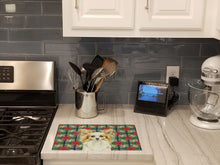 Load image into Gallery viewer, Lemon and White Papillon Christmas PoinsettIas Glass Cutting Board