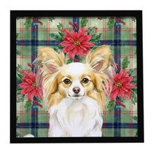 Load image into Gallery viewer, Lemon and White Papillon Christmas PoinsettIas Framed Metal Print