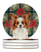 Load image into Gallery viewer, White with Red Papillon Christmas PoinsettIas Large Sandstone Coasters Pack of 4