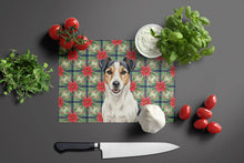 Load image into Gallery viewer, Parson Russell Terrier Christmas PoinsettIas Glass Cutting Board