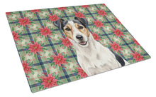 Load image into Gallery viewer, Parson Russell Terrier Christmas PoinsettIas Glass Cutting Board