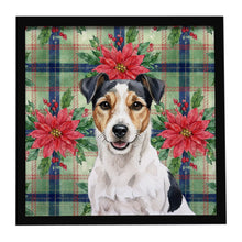 Load image into Gallery viewer, Parson Russell Terrier Christmas PoinsettIas Framed Metal Print