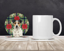 Load image into Gallery viewer, Parson Russell Terrier Christmas PoinsettIas Large Sandstone Coasters Pack of 4