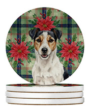 Load image into Gallery viewer, Parson Russell Terrier Christmas PoinsettIas Large Sandstone Coasters Pack of 4