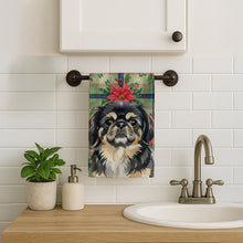 Load image into Gallery viewer, Black and Tan Pekingese Christmas PoinsettIas Kitchen Towel