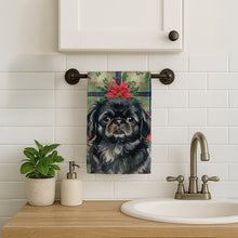 Load image into Gallery viewer, Black Pekingese Christmas PoinsettIas Kitchen Towel