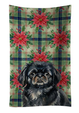 Load image into Gallery viewer, Black Pekingese Christmas PoinsettIas Kitchen Towel