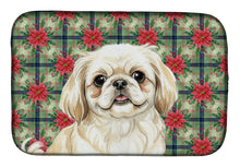 Load image into Gallery viewer, Cream Pekingese Christmas PoinsettIas Dish Drying Mat
