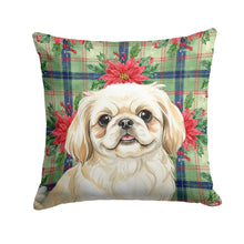 Load image into Gallery viewer, Cream Pekingese Christmas PoinsettIas Throw Pillow