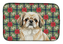 Load image into Gallery viewer, Fawn Pekingese Christmas PoinsettIas Dish Drying Mat