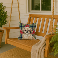 Load image into Gallery viewer, Fawn Pekingese Christmas PoinsettIas Throw Pillow