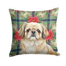 Load image into Gallery viewer, Fawn Pekingese Christmas PoinsettIas Throw Pillow