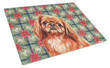 Load image into Gallery viewer, Red Pekingese Christmas PoinsettIas Glass Cutting Board