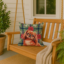 Load image into Gallery viewer, Red Pekingese Christmas PoinsettIas Throw Pillow