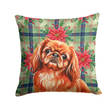 Load image into Gallery viewer, Red Pekingese Christmas PoinsettIas Throw Pillow