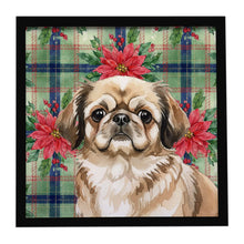 Load image into Gallery viewer, Sable Pekingese Christmas PoinsettIas Framed Metal Print