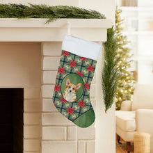 Load image into Gallery viewer, Corgi Christmas PoinsettIas Holiday Stocking