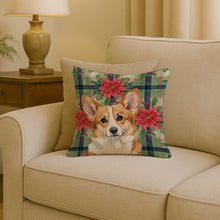 Load image into Gallery viewer, Corgi Christmas PoinsettIas Throw Pillow