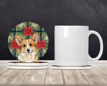 Load image into Gallery viewer, Corgi Christmas PoinsettIas Large Sandstone Coasters Pack of 4
