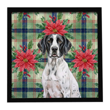 Load image into Gallery viewer, Black and White Pointer Christmas PoinsettIas Framed Metal Print