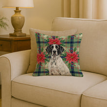 Load image into Gallery viewer, Black and White Pointer Christmas PoinsettIas Throw Pillow