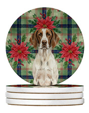 Load image into Gallery viewer, Liver and White Pointer Christmas PoinsettIas Large Sandstone Coasters Pack of 4