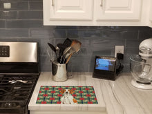 Load image into Gallery viewer, Orange and White Pointer Christmas PoinsettIas Glass Cutting Board
