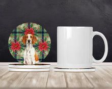 Load image into Gallery viewer, Orange and White Pointer Christmas PoinsettIas Large Sandstone Coasters Pack of 4