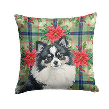 Load image into Gallery viewer, Black and White Pomeranian Christmas PoinsettIas Throw Pillow