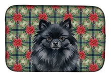 Load image into Gallery viewer, Black Pomeranian Christmas PoinsettIas Dish Drying Mat