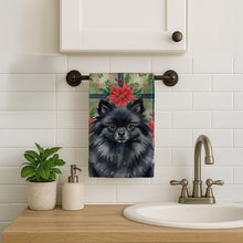 Load image into Gallery viewer, Black Pomeranian Christmas PoinsettIas Kitchen Towel