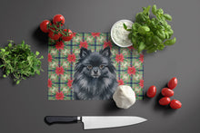 Load image into Gallery viewer, Black Pomeranian Christmas PoinsettIas Glass Cutting Board