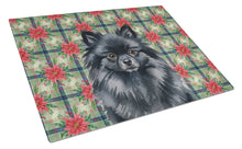 Load image into Gallery viewer, Black Pomeranian Christmas PoinsettIas Glass Cutting Board