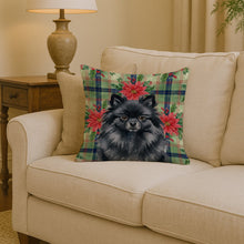 Load image into Gallery viewer, Black Pomeranian Christmas PoinsettIas Throw Pillow