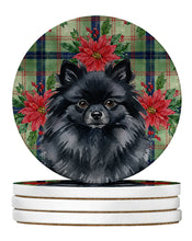 Load image into Gallery viewer, Black Pomeranian Christmas PoinsettIas Large Sandstone Coasters Pack of 4