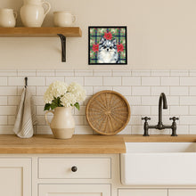 Load image into Gallery viewer, Blue Merle Pomeranian Christmas PoinsettIas Framed Metal Print